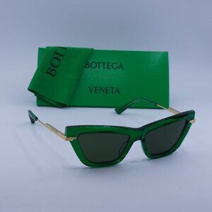 Bottega Veneta BV1241S 003 Cat Eye Sunglasses - Transparent Green/Gold/Green